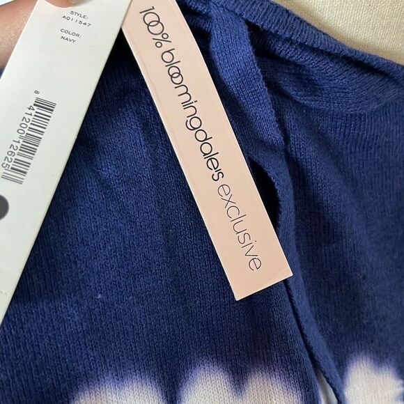 Aqua Women's Tie Dye Hoodie Knitted Long Sleeve Sweater Navy Blue Size Small NWT - Picture 11 of 11